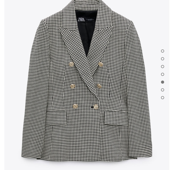COPY - ZARA NWT CHECKERED HOUNDSTOOTH BLAZER GOLD BUTTONS BLACK WHITE - Picture 6 of 16